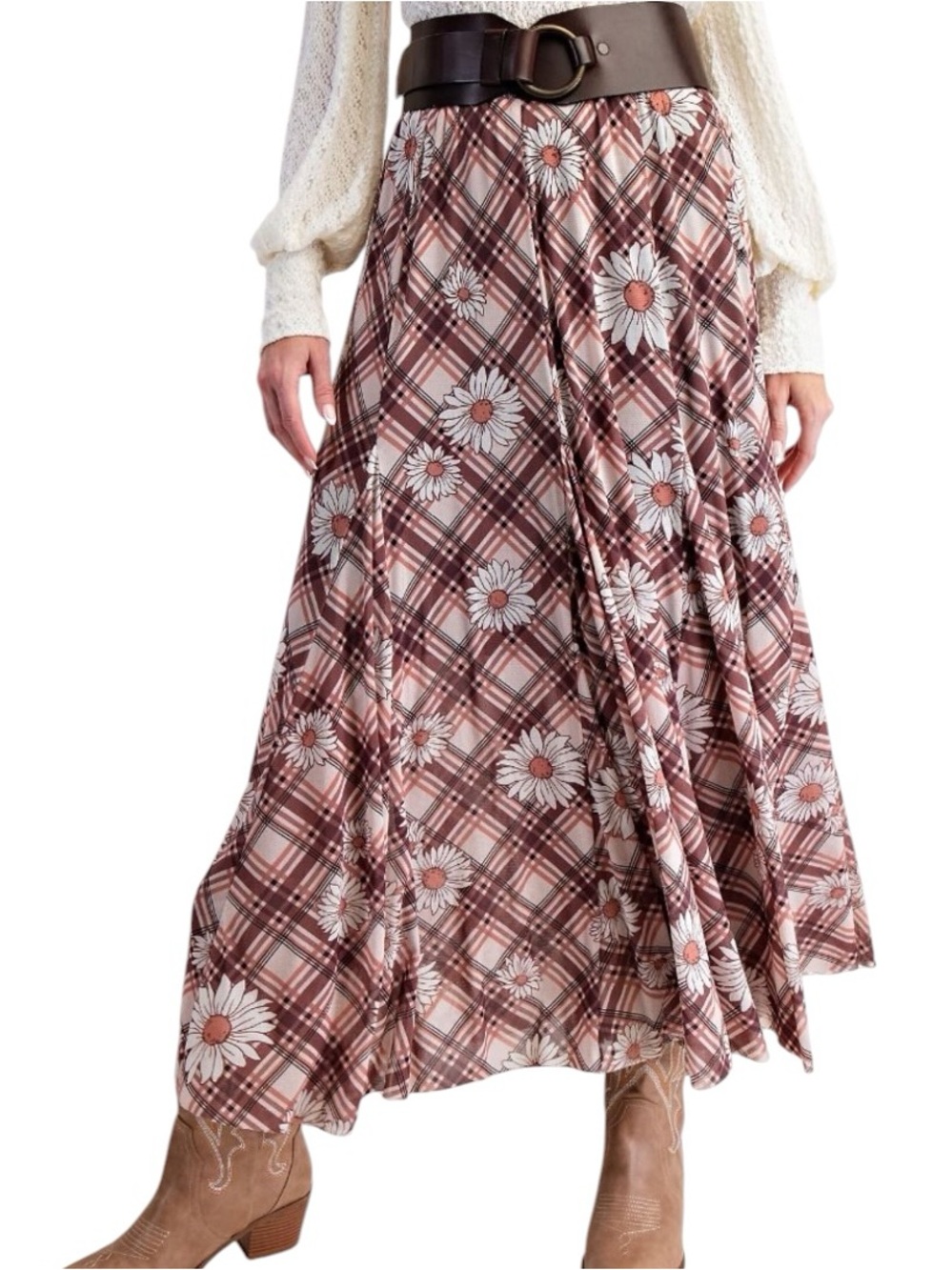 287:  EASEL NWT SKIRT BROWN COMBO (H31)